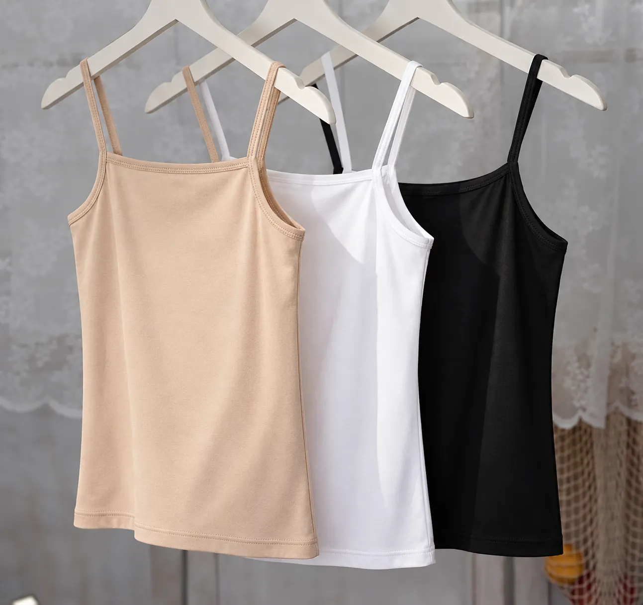 Pack of 3 Multicolor Camisole for Women and Girls Stretchable Cotton Tank Top & Shameez - Image 2